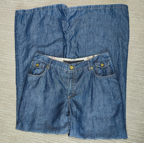 Escada Linen Blend Wide Leg Jeans - US Size 12 - Picture 7 of 12